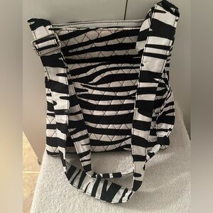 Black and White Striped Women's Shoulder Bag